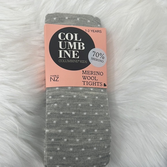 Columbine Merino Tights Kids 1-2 Years Light Grey with white spots - Picture 1 of 3
